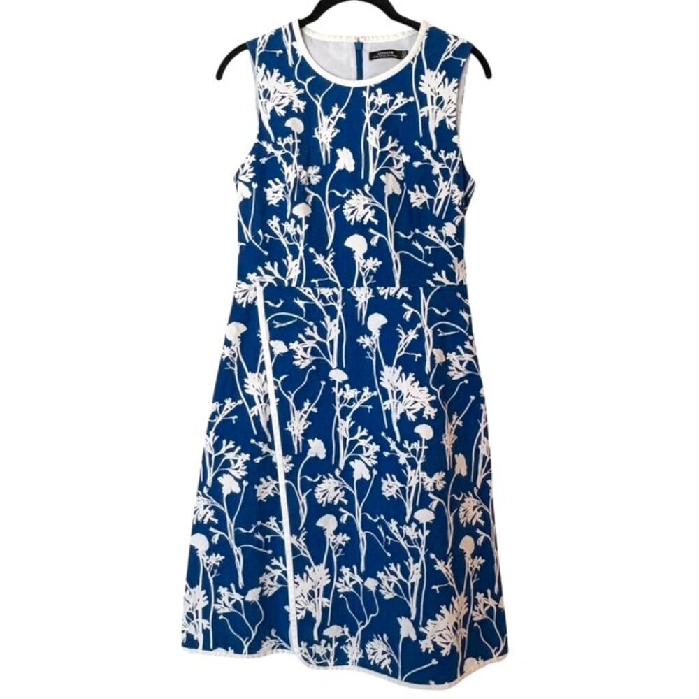Kate Spade Saturday Blue White Floral Poppy Faux Wrap Size 4